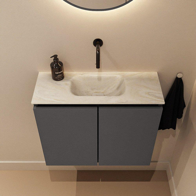 MONDIAZ TURE-DLUX 60cm toiletmeubel Dark Grey. EDEN wastafel Ostra positie midden. Zonder kraangat.