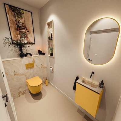 MONDIAZ TURE-DLUX 40cm toiletmeubel Ocher. EDEN wastafel Frappe positie midden. Zonder kraangat.