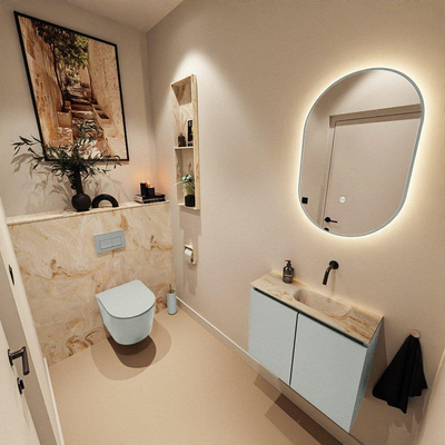 MONDIAZ TURE-DLUX 60cm toiletmeubel Greey. EDEN wastafel Frappe positie rechts. Zonder kraangat.