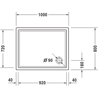 Duravit Starck Slimline douchebak acryl rechthoekig 100x80x5cm wit