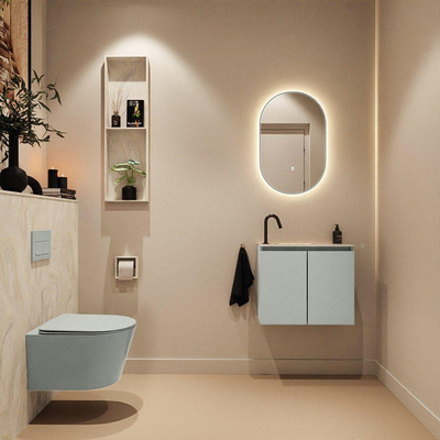 MONDIAZ TURE-DLUX 60cm toiletmeubel Greey. EDEN wastafel Ostra positie links. Met 1 kraangat.