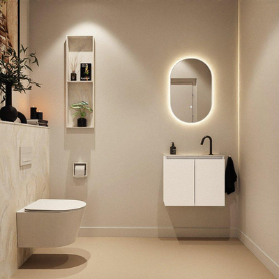 MONDIAZ TURE-DLUX 60cm toiletmeubel Talc. EDEN wastafel Ostra positie midden. Met 1 kraangat.