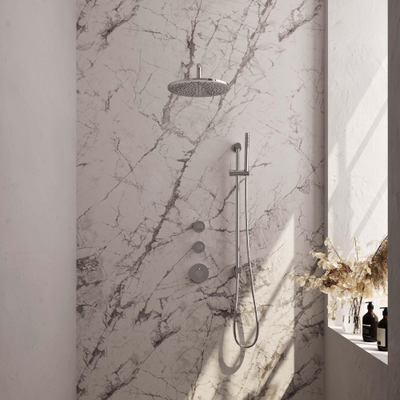 Brauer Chrome Edition Regendoucheset inbouw - hoofddouche 30cm - Wandarm 40cm - glijstang - met inbouwdeel - Gladde knoppen - handdouche Staaf 1 stand - chroom