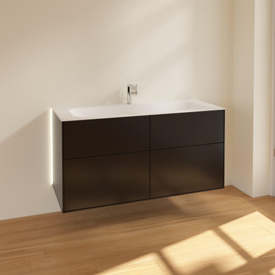 Villeroy & Boch Finion wastafelonderkast 119.6x59.1cm 4 lades Black matt