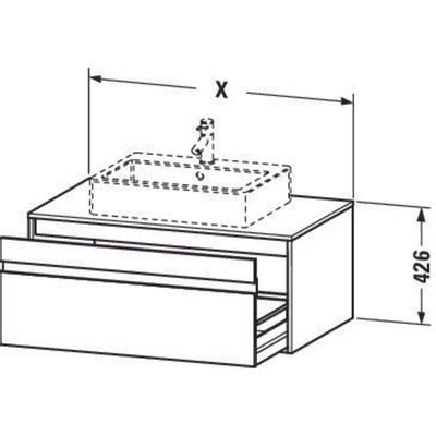 Duravit Ketho Wastafelonderkast 80x55x42.6cm 1 lade Standaard greep met softclose spaanplaat wit Mat