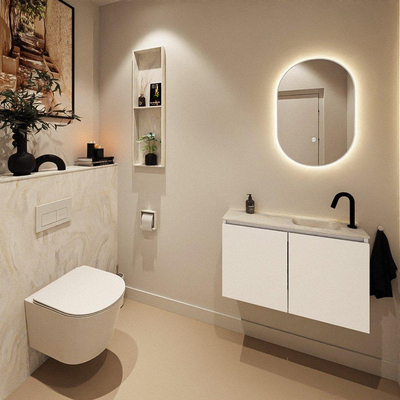 MONDIAZ TURE-DLUX 80cm toiletmeubel Talc. EDEN wastafel Ostra positie rechts. Met 1 kraangat.