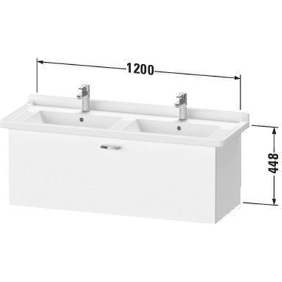 Duravit XBase Wastafelonderkast 120x46.8x44.8cm 1 lade Standaard greep met softclose spaanplaat Grafiet Mat