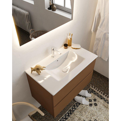 MONDIAZ VICA Badkamermeubelset - 80cm - 2 lades - wasbak Denia midden - 1 kraangat - solid surface rust