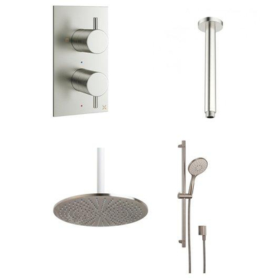 Crosswater MPRO Inbouwdoucheset - 30cm hoofddouche - plafondarm - glijstangset - ronde handdouche - RVS