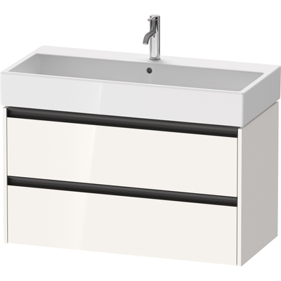 Duravit Ketho 2 wastafelonderbouwkast met 2 laden 98.4x46x54.9cm met grepen antraciet hoogglans wit