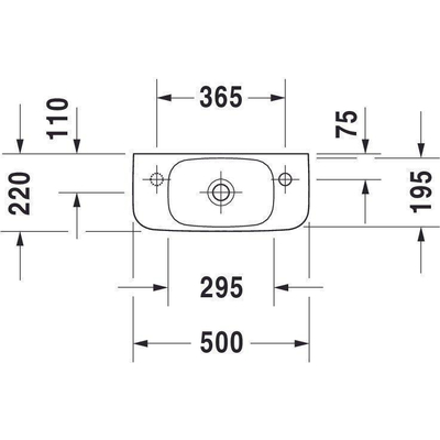 Duravit DuraStyle fontein met overloop zonder kraangat 50x22cm wit