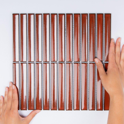 The Mosaic Factory Sevilla mozaïektegel - 29.6x29.9cm - wandtegel - Rechthoek - Porselein Terra Red Glans