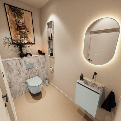 MONDIAZ TURE-DLUX 40cm toiletmeubel Greey. EDEN wastafel Glace positie rechts. Zonder kraangat.
