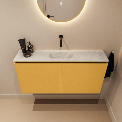 MONDIAZ TURE-DLUX 100cm toiletmeubel Ocher. EDEN wastafel Opalo positie midden. Zonder kraangat.