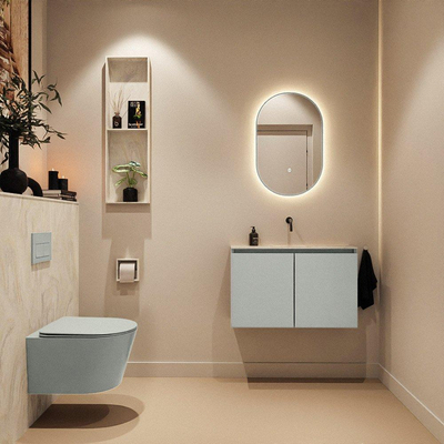 MONDIAZ TURE-DLUX 80cm toiletmeubel Greey. EDEN wastafel Ostra positie midden. Zonder kraangat.