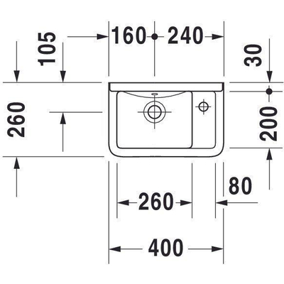 Duravit Starck 3 fontein 40x26 cm 1x kraangat rechts wit