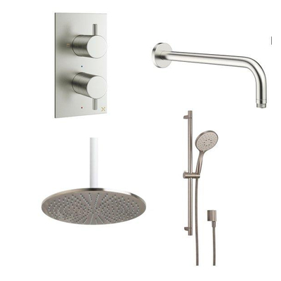 Crosswater MPRO Inbouwdoucheset - 30cm hoofddouche - wandarm - glijstangset - ronde handdouche - RVS