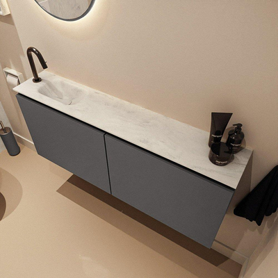MONDIAZ TURE-DLUX 120cm toiletmeubel Dark Grey. EDEN wastafel Opalo positie links. Met 1 kraangat.