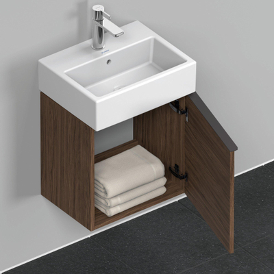 Duravit D-Neo wastafelonderkast 43.4x44x32.2cm Rechtsdraaiend 1 deur Noten (donker) Mat