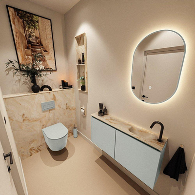 MONDIAZ TURE-DLUX 100cm toiletmeubel Greey. EDEN wastafel Frappe positie rechts. Met 1 kraangat.
