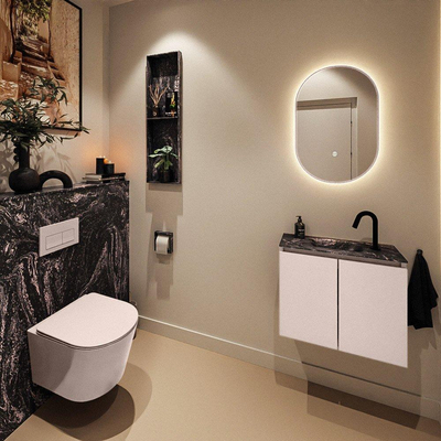MONDIAZ TURE-DLUX 60cm toiletmeubel Rosee. EDEN wastafel Lava positie midden. Met 1 kraangat.