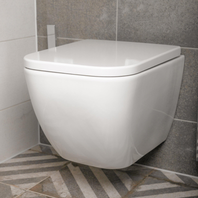 Wiesbaden Sky wandcloset verkort met Sky toiletzitting softclose en quick release glans wit