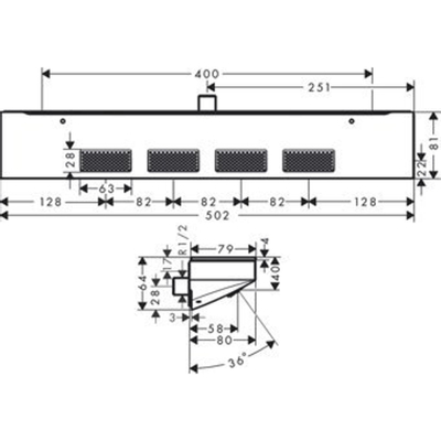 Hansgrohe Rainfinity schouderdouche 500 1jet m. planchet 50.2x81cm toepasbaar als hoofd-, nek- of zijdouche chroom