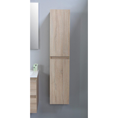 Basic Line Bella hoge kast greeploos 2 deuren 145x30x30cm Eiken Flat Pack
