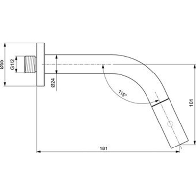 Ideal Standard IdealStream toiletkraan wandmodel met uitloop 18cm chroom