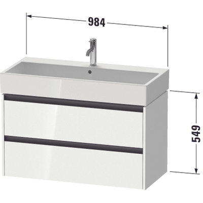 Duravit Ketho 2 wastafelonderbouwkast met 2 laden 98.4x46x54.9cm met grepen antraciet betongrijs mat