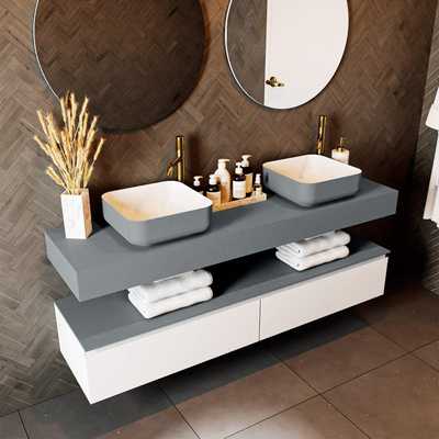 Mondiaz TOP 30 Vrijhangend Topblad - 160x30x12cm - geschikt voor waskom - Solid surface - Plata