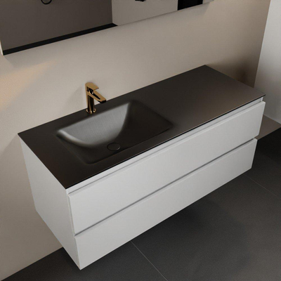 Mondiaz Aivy badmeubelset - 120x45x50cm - 1 kraangat - 1 wasbak urban Solid surface - Links - 2 lades - Met spiegel - MDF Talc