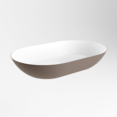 Mondiaz Onni Waskom - 55x35x10cm - ovaal - opbouw - Solid Surface Smoke/Talc