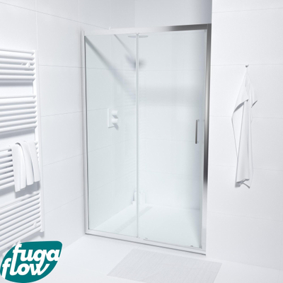 FugaFlow Efficiente Vetro Schuifdeur - 120x190cm - 6mm veiligheidsglas - alu profiel - anti kalk - chroom