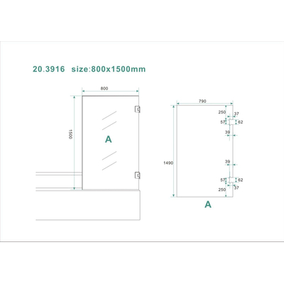 Wiesbaden Less badwand draaibaar 800 x 1500 x 6 mm nano helder glas/chroom
