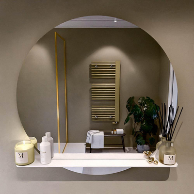 Mondiaz SPOT Badkamerspiegel - rond 100cm - spiegelplanchet - kleur Talc