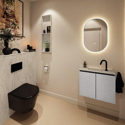 MONDIAZ TURE-DLUX 60cm toiletmeubel Plata. EDEN wastafel Opalo positie midden. Met 1 kraangat.
