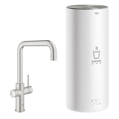 GROHE Red Keukenkraan - hoog - 3 in 1 - u uitloop - l size boiler - supersteel geborsteld