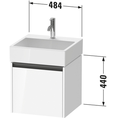 Duravit Ketho 2 wastafelonderbouwkast met 1 lade 48.4x46x44cm met greep antraciet grafiet mat