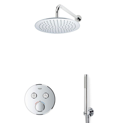 GROHE Grohtherm Regendoucheset Inbouw- hoofddouche 25 cm - 2 functies - handdouche staaf 1 stand - wandarm - chroom