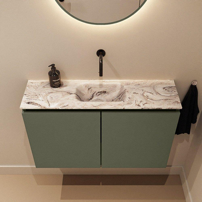 MONDIAZ TURE-DLUX 80cm toiletmeubel Army. EDEN wastafel Glace positie midden. Zonder kraangat.