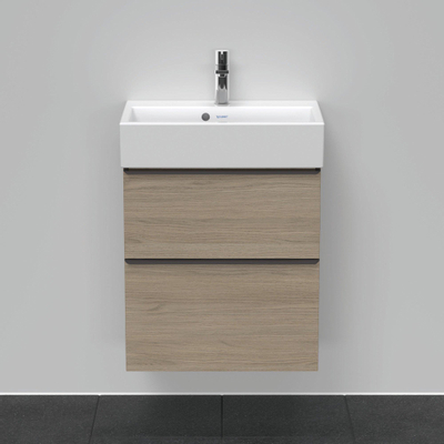 Duravit D-Neo wastafelonderkast 58.4x62.5x37.2cm 2 lades Eiken (terra) Mat