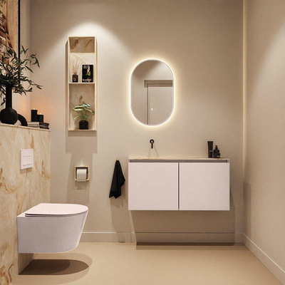 MONDIAZ TURE-DLUX 100cm toiletmeubel Rosee. EDEN wastafel Frappe positie links. Zonder kraangat.
