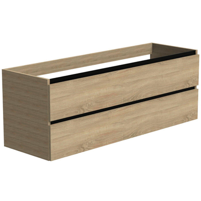 Thebalux Type onderbouwkast 120x45x50cm 1 uitsparing greeplijst zwart mat 2 softclose lades Greeploos MDF/spaanderplaat oak grain