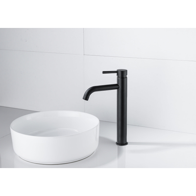 Fortifura Calvi Wastafelkraan - 33.9cm - verhoogd - opbouw - mat zwart OUTLETSTORE