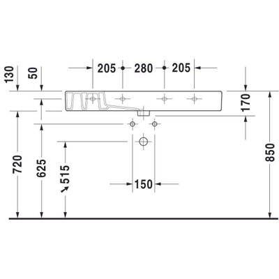 Duravit Vero meubelwastafel 105x49 cm. met 1 kraangat wit