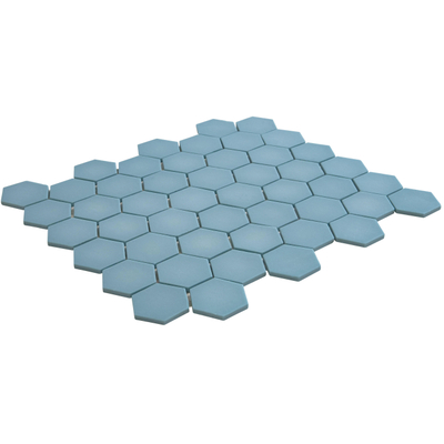 The Mosaic Factory Valencia mozaïektegel - 27.6x32.9cm - wand en vloertegel - Zeshoek/Hexagon - Gerecycled glas Turquoise Mat