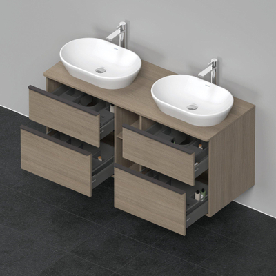 Duravit D-Neo wastafelonderkast 140x66.4x55cm 4 lades Eiken (terra) Mat