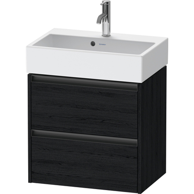 Duravit Ketho 2 wastafelonderbouwkast met 2 laden 58.4x39x54.9cm met grepen antraciet eiken zwart mat