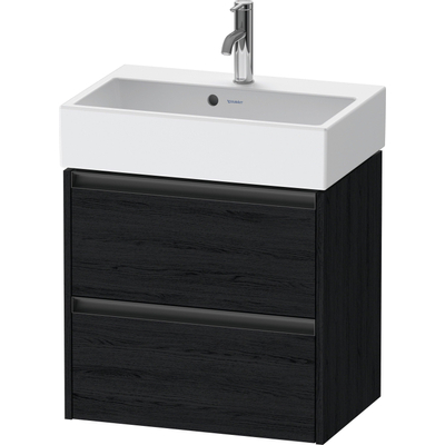 Duravit Ketho 2 Wastafelonderkast - 2 laden - 58.4x39x54.9cm - grepen antraciet - eiken zwart mat